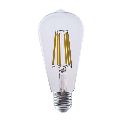 E27 4W LED filament pære - ST64, 840lm, klart glas, 3000K, varm hvid