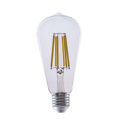 E27 4W LED filament pære - ST64, 840lm, klart glas, 3000K, varm hvid
