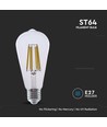 E27 4W LED filament pære - ST64, 840lm, klart glas, 3000K, varm hvid