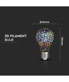 3D LED Pære 3W E27 - Stjerne effekt, 3000K