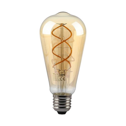 E27 4,8W dæmpbar LED filament pære - ST64, Amber glas, 1800K, Vintage lys
