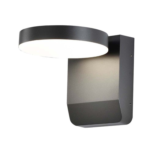17W Væglampe - LED, 3000K, Sort hus, Rund, IP65
