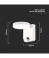 17W LED væglampe med sensor, rund - IP65, hvid, PIR bevægelsessensor, 2480lm, udendørs/indendørs