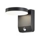 17W rund væglampe med sensor - IP65, sort, 2480lm, 3000K, PIR sensor, udendørs, inkl. lyskilde