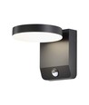 17W Væglampe - LED, Sensor, 3000K, Sort, Rundt, IP65
