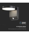 17W Væglampe - LED, Sensor, 3000K, Sort, Rundt, IP65
