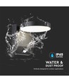 17W Væglampe - LED, Sensor, 3000K, Sort, Rundt, IP65