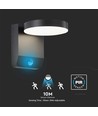 17W LED væglampe med sensor, rund - IP65, 4000K, sort, PIR sensor, udendørs, 2480lm