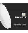 18W LED Dome Lys - Mikrobølge Sensor, 3000K, Rund, Hvid Ramme, IP44