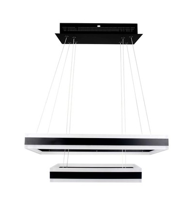 113W LED lysekrone, dæmpbar - 6300lm, 3000K, sort, Ø60/40cm, 360 grader, Triac dæmpbar