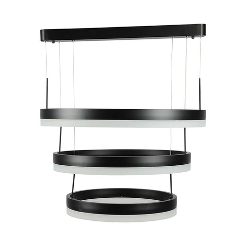 86W Soft Light Chandelier LED pendel - Sort, 3000K, dæmpbar, 360 grader lys, 3 års garanti