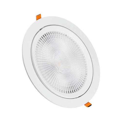 20W Ø17cm LED indbygningspanel - Samsung Chip, Hul: Ø14,5 cm, 6400K, hvid kant