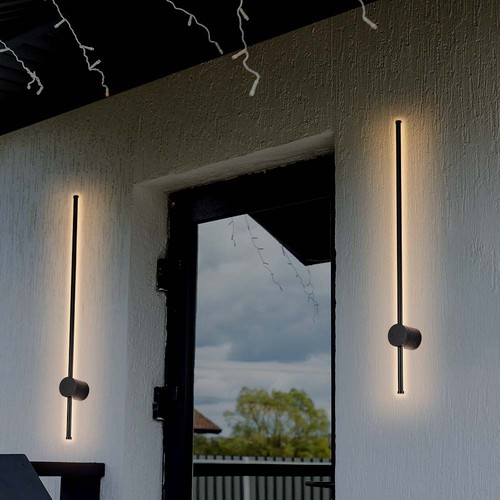 12W LED væglampe, RA90 - IP65, sort, 1590lm, 3000K, 65cm høj