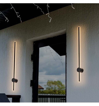 12W LED væglampe, RA90 - IP65, sort, 1590lm, 3000K, 65cm høj