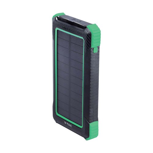10000mAh Solar Wireless Powerbank, 10W - Sort, aluminium, solcelleopladning