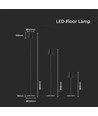 4W LED gulvlampe, genopladelig - Touch dæmpbar, USB, IP54, sort, højdejusterbar 50-130cm, inkl. lyskilde