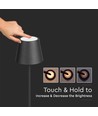 4W LED gulvlampe, genopladelig - Touch dæmpbar, USB, IP54, sort, højdejusterbar 50-130cm, inkl. lyskilde