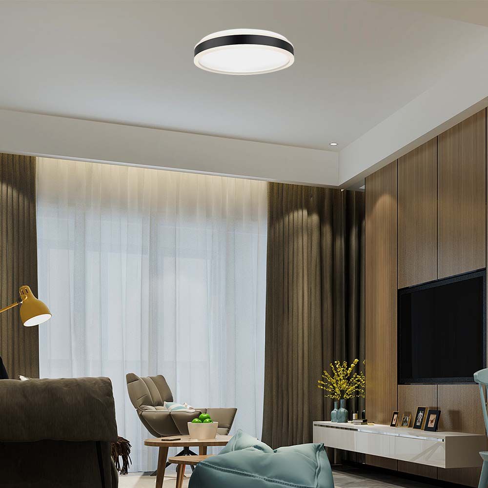 42W LED designer loftslampe – Rund, sort, 4400lm, 4000K, TRIAC dæmpbar, IP20 – Dæmpbar : Dæmpbar, Kulør : Neutral