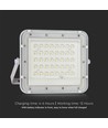 VT LED Solar Projektør 40W - 6400K, 5000 mAh Batteri, 3m Kabel, Smart IR Fjernbetjening, Hurtig Opladning, Hvid