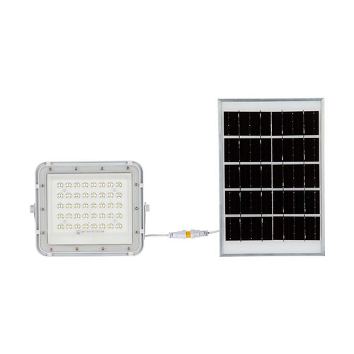 VT LED Solar Projektør 80W - 6400K, 6000 mAh Batteri, 3m Kabel, Smart IR Fjernbetjening, Hurtig Opladning, Hvid
