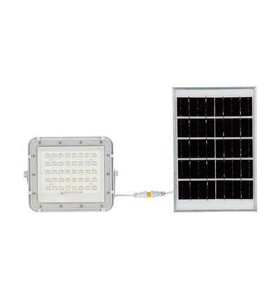 VT LED Solar Projektør 80W - 6400K, 6000 mAh Batteri, 3m Kabel, Smart IR Fjernbetjening, Hurtig Opladning, Hvid