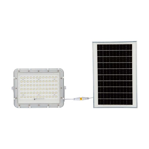 120W Solcelle LED projektør med 15W panel - 1200lm, IP65, 4000K, inkl. fjernbetjening og 3m kabel