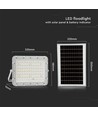 VT LED Solar Projektør 120W - 4000K, 12000 mAh Batteri, 3m Kabel, Smart IR Fjernbetjening, Hurtig Opladning, Hvid