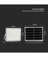 VT 180W LED Solar Projektør - 4000K, 16000 mAh Batteri, 3m Kabel, Smart IR Fjernbetjening, Hurtig Opladning, Hvid