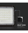 VT LED Solar Projektør 80W - 6400K, 6000 mAh batteri, 3m kabel, smart IR fjernbetjening, hurtig opladning