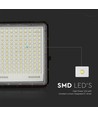 VT LED Solar Projektør 240W - 6400K, 20000 mAh batteri, 3m kabel, smart IR fjernbetjening, hurtig opladning