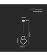 12W LED metalhængelampe - L280xH1800mm, 3000K, hvid, hus