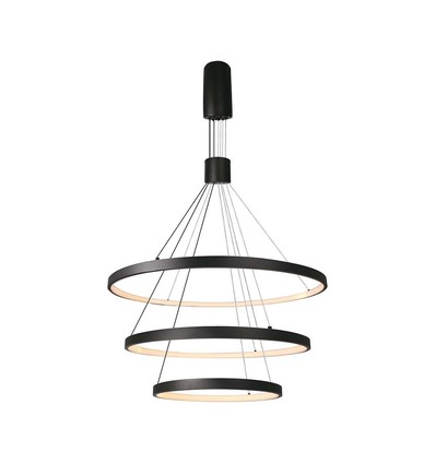 46W LED dekorativ hængelampe - Ø40xØ60xØ80xH150cm, 3000K, sort, hus