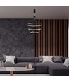 46W LED dekorativ hængelampe - Ø40xØ60xØ80xH150cm, 3000K, sort, hus