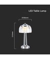 LED bordlampe - 1800mAh batteri, 13.5x26.5cm, 3i1, krom hus