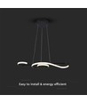 18W LED pendel, violin design - 700x250mm, 3000K, sort, dekorativ loftlampe