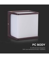 8W LED væglampe - IP65, brun, kvadratisk, inkl. lyskilde