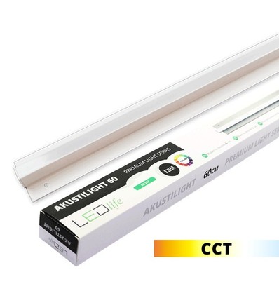 LED Troldtekt Skinne 60 cm, CCT - 19W, Akustilight, Planforsænket, 24V