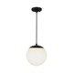 Loftshængt lampe (1*E27) - mat sort, opal plastik kugle
