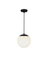 Loftshængt lampe (1*E27) - mat sort, opal plastik kugle