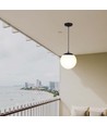 Loftshængt lampe (1*E27) - mat sort, opal plastik kugle