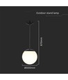 Loftshængt lampe (1*E27) - mat sort, opal plastik kugle