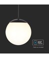 Loftshængt lampe (1*E27) - mat sort, opal plastik kugle