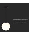 Loftshængt lampe (1*E27) - mat sort, opal plastik kugle