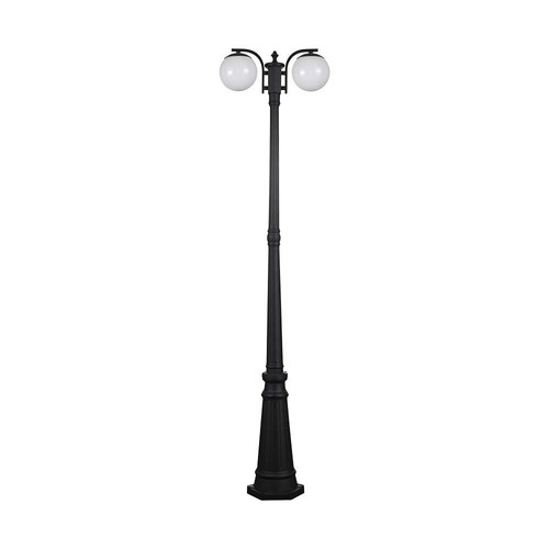 Gulvlampe (2*E27) - Mat sort, opal plastik kugle