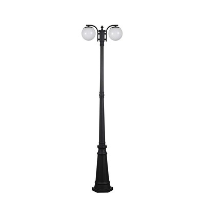 97cm havelampe med 2 kugler, 2xE27 - IP44, mat sort, robust konstruktion, uden lyskilde
