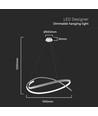 48W LED pendel, hvidt cirkel design - Dæmpbar, 5150lm, IP20, justerbar højde 80-120cm