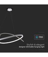 48W LED pendel, hvidt cirkel design - Dæmpbar, 5150lm, IP20, justerbar højde 80-120cm