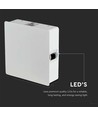 4W kvadratisk LED væglampe - IP65, hvid, 3000K, 428lm