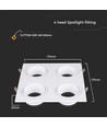 4 Hoved Spotlampe - Jern+PC Hvid+Hvid