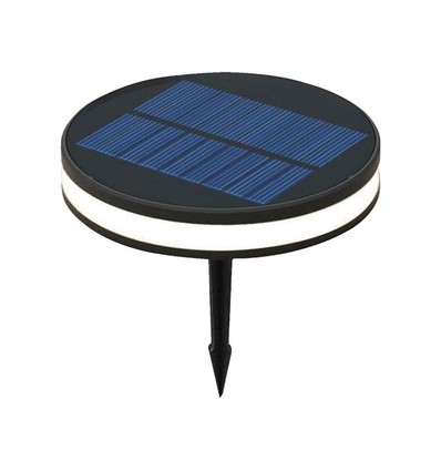 2W Solcelle LED spot med spyd - IP54, 3000K, sort, 1.8W solpanel, inkl. batteri